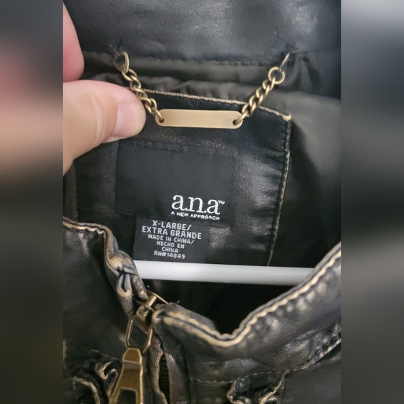 Womens Distressed Faux Leather Jacket - Picture 2 of 2